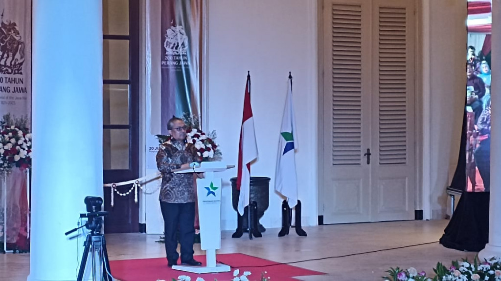 Kepala Perpusnas E. Aminudin Aziz saat Pembukaan Pameran 200 Tahun Perang Jawa di Perpusnas, Minggu (20/7). Dok. Medcom.id/Ilham Pratama